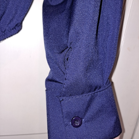 Navy blue button up long sleeve collared bodysuit size Small - Picture 8 of 9